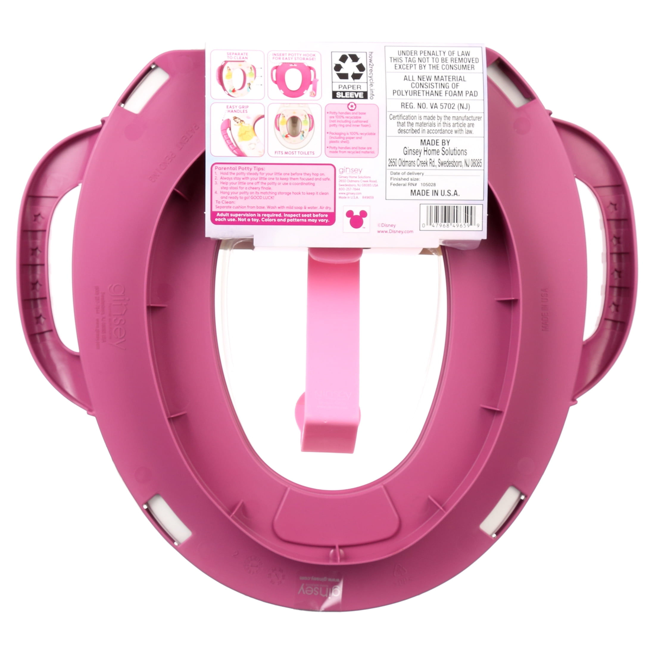 Disney Princess Soft Potty Training Seat with Hanging Hook for Toddlers, Fits Standard Toilets