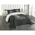 thumbnail image 3 of Ambesonne Day of the Dead Quilted Bedspread Set 3 Pcs, Calavera Girl, King Size, Charcoal Grey Pale Grey, 3 of 5