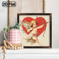 thumbnail image 6 of 2D Flat, 1Pc Frame Sign Valentine's Day Gift Cupid, Heart-shaped Background, Classical Romanticism Style Wall Art Paintings Ideal Gift For Living Room Bedroom Corridor Wall Decor Room Decoration, 6 of 9