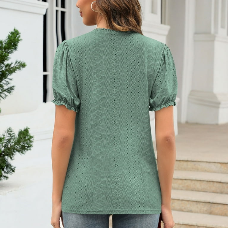 Zpanxa Womens Summer Tops Summer Color Split Joint Curl V Neck