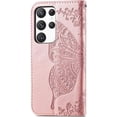 thumbnail image 3 of Wallet Case for Samsung Galaxy S23 Ultra,3D Butterfly Pattern PU Leather Flip Phone Case with Magnetic Clasp and Cash Card Slots Holster for Galaxy S23 Ultra,HZD Rhinestone Rose Gold, 3 of 18
