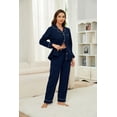 thumbnail image 2 of HEARTNICE Womens Pajama Sets, Flannel Knit Soft Button Down Loungewear Long Sleeve Pjs Sets,(Navy,L), 2 of 5