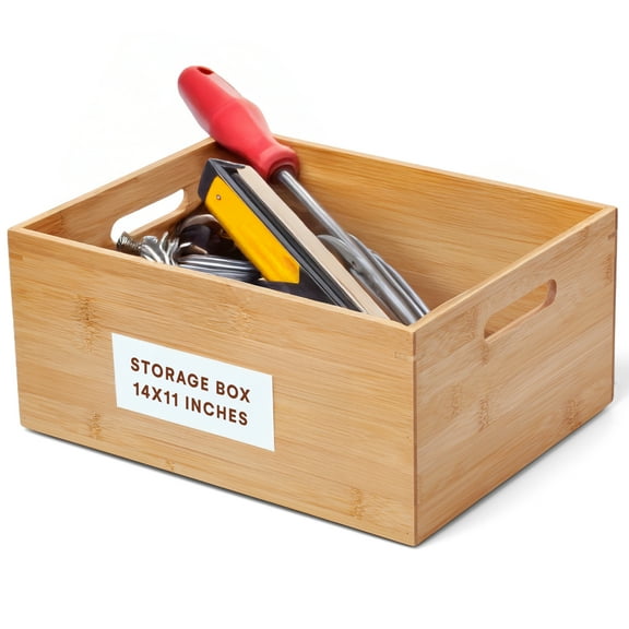 "Prosumer's Choice Bamboo Storage Box - Versatile Countertop Caddy for Home Organization & Decor - Ideal for Kitchen, Office, and Craft Supplies".