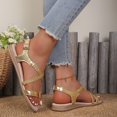 thumbnail image 5 of Rokment Metallic Woven Leather Wedge Flip Flops Stylish Casual Leather Comfortable Low Heel Dressy Sandals with Adjustable Back Strap Yellow Size 6.5, 5 of 8