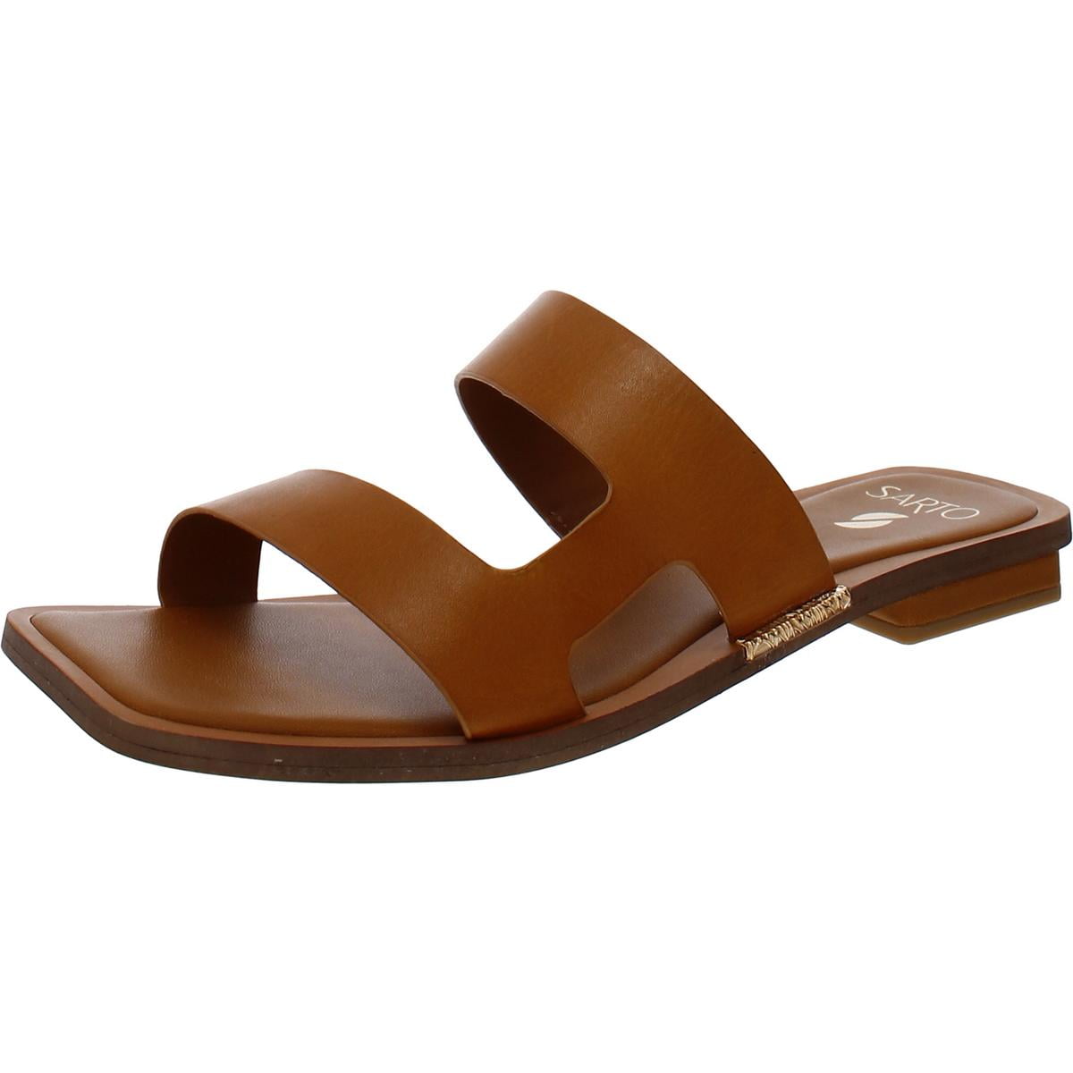 Franco Sarto Women's Emily Flat Sandal Brown Leather 5M - Walmart