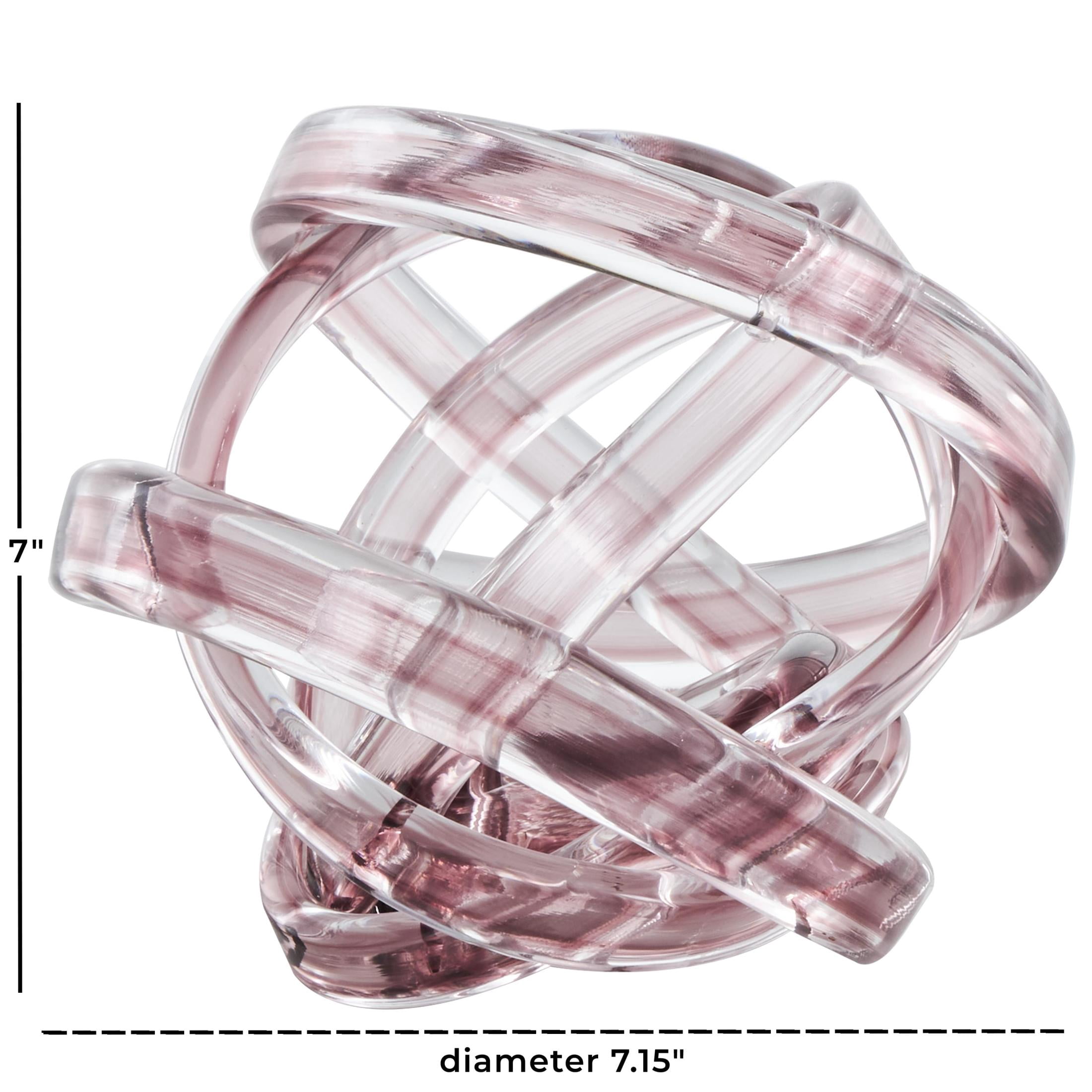 7" x 7" Pink Glass Brushed Ombre Twisted Knot Sculpture, by DecMode