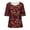 Wine, variant on WREESH Womens T-Shirts Casual Floral Print Pullover Round Neck Short Sleeved Top Orange