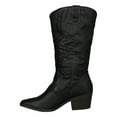 thumbnail image 4 of Women Leatherette Western Stitch Pointy Toe Mid Calf Boots 18270, 4 of 8