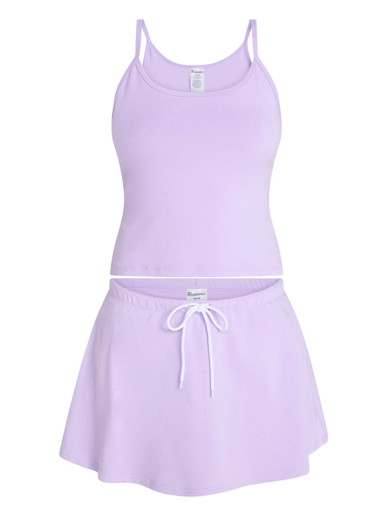 No Boundaries Cozy Sleepwear Cami and Skort Set, 2-Piece, Women’s and Women’s Plus XXS-3X