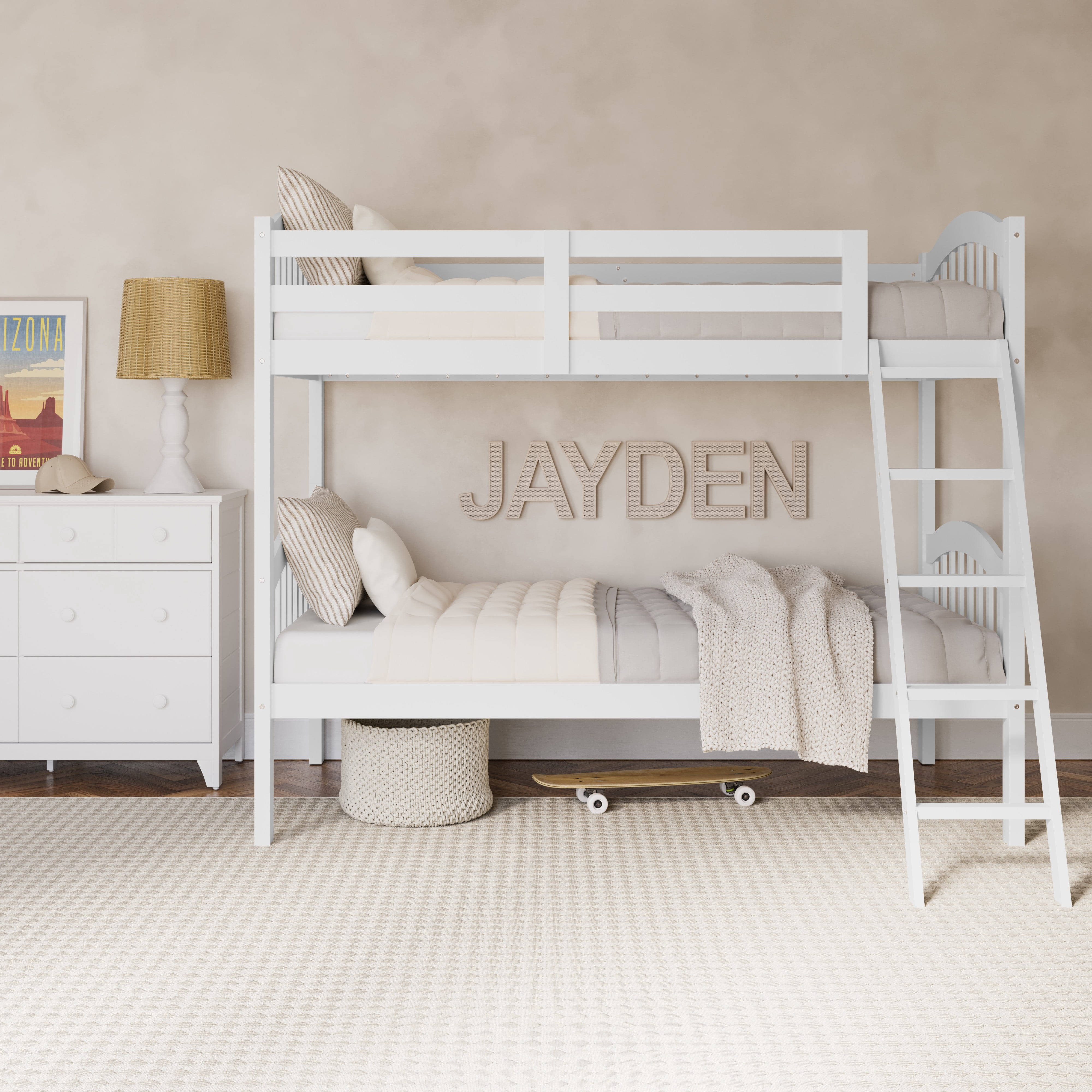 Storkcraft Long Horn Twin over Twin Bunk Bed, White