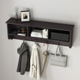 thumbnail image 3 of Espresso Wall Mounted Coat Rack with 4 Dual Hooks - Wooden Storage Shelf for Entryway & Living Room, 3 of 19