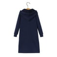 thumbnail image 4 of Toddler Girls Winter Hooded Home Dress Zippered Nightdress Comfortable Nightgown Long Home Dress Navy 13-14 Years, 4 of 8