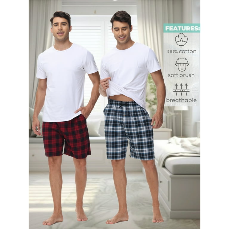 Mens 100 cotton pajama shorts deals