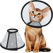 Vivifying Cat Cone, Adjustable Recovery Pet Cone, 6.1 inches Lightweight Plastic Elizabethan Collar for Small Cats, Kittens, Rabbits and Mini Dogs (Black-S)