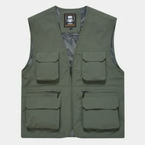 Miluxas Men’s Fishing Vest Summer Outdoor Work Safari Travel Photo Vests with Multi Pockets for Men Army Green 14(XXXXXL)