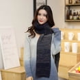 thumbnail image 4 of Chidian Gradient Warm Winter Scarves Women Men Shawl Long Thick Couple Scarf (Navy Blue), 4 of 7