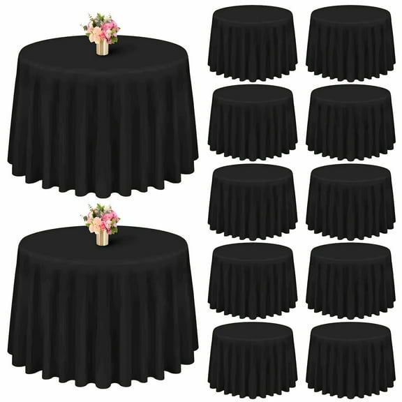 Sunnyway 12-Pack 120 Inch Round Tablecloths, Polyester Washable Table Covers for Wedding Party Banquet, Decorative Fabric for Dining Kitchen Graduation