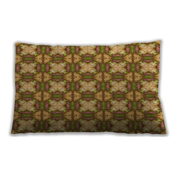 Ahgly Company Patterned Outdoor Rectangular Mahogany Brown Lumbar Throw Pillow, 13 inch by 19 inch
