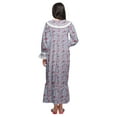 thumbnail image 4 of Moomaya Printed Long Sleeve Maxi Nightdress Button Down Cotton Sleepwear Gown, 4 of 5