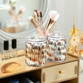 thumbnail image 3 of Yayeee 4 Pack Qtip Holder Bathroom Cotton Swab Canister with Lid Clear Dispenser Set, Beige Snow Houses, 3 of 6