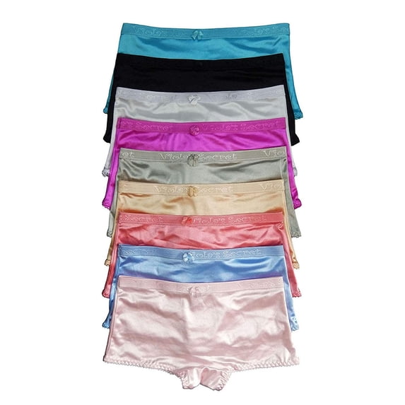 6 pieces Women Silky Smooth Lace/Plain SATIN Bikini/Boyshorts Panty S-XL (XL)