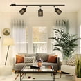 thumbnail image 4 of FSLiving Gimbaled LED Track Light Adjustable H Type Flexibly Rotatable Head Twine Natural Rattan Black Shade, E26 Lamp Socket Track Mount Decorate for Dinning Sloped Ceiling, 4 of 7