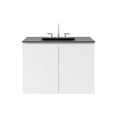 thumbnail image 3 of Modway Bryn 36" Modern Wood/Ceramic Wall-Mount Bathroom Vanity in White/Black, 3 of 8