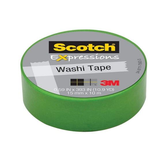 Scotch Expressions 0.59"x393" Green Washi Tape