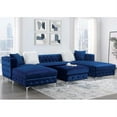 thumbnail image 3 of Furniture of America Marti Transitional Fabric Tufted Ottoman in Navy, 3 of 4
