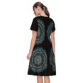 thumbnail image 2 of Bixox Robe d'Été à Manches Courtes pour Femmes Robe Ample Longueur Genou avec Poches-Mandala, 2 of 7
