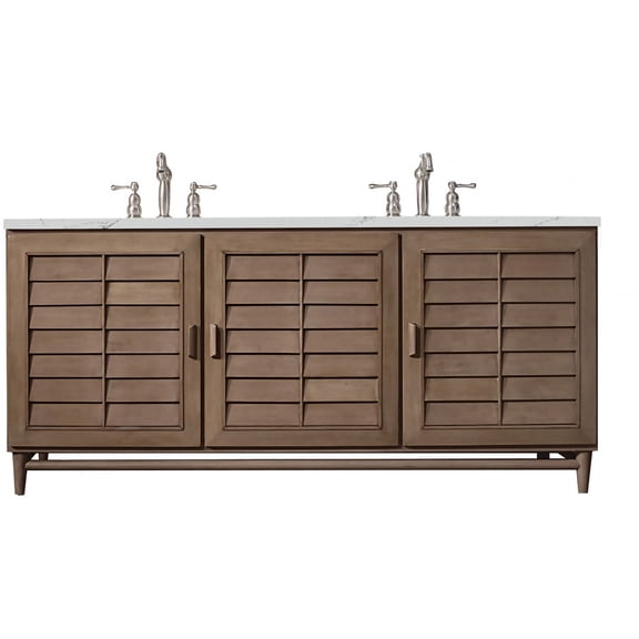 James Martin Vanities 620-V72-3Enc Portland 72" Free Standing Double Basin Hardwood Vanity
