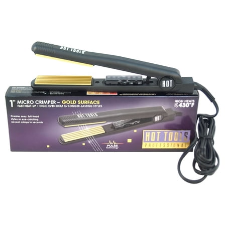 Professional Micro Crimper - Gold Surface Flat Iron - Model # 1174CN - Black by Hot Tools for Unisex - 1 Inch Flat Iron