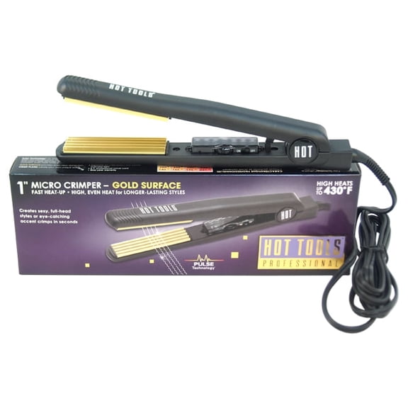 Professional Micro Crimper - Gold Surface Flat Iron - Model # 1174CN - Black by Hot Tools for Unisex - 1 Inch Flat Iron