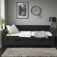 thumbnail image 2 of Tcbosik Daybed with Drawers, Twin Size Linen Upholstered Sofa Bed, Wood Bed Frame for Bedroom, Living Room, Guest Room, No Box Spring Needed, Black, 2 of 9