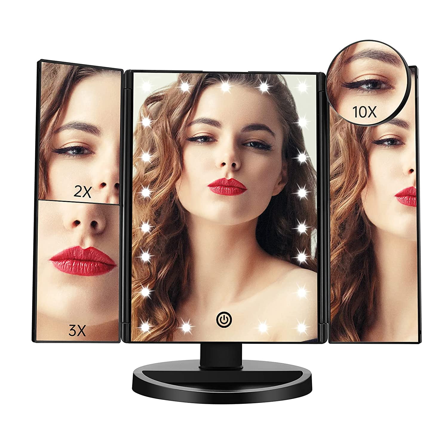 Funtouch LED Lighted Makeup Vanity Mirror with 21 LED Lights, 10X/3X/2X