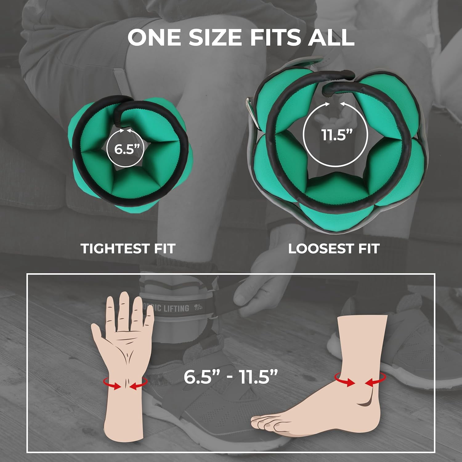 Nordic Lifting Adjustable Ankle Weights for Women & Men 2-10 lbs, Moss Green, 1 Pair