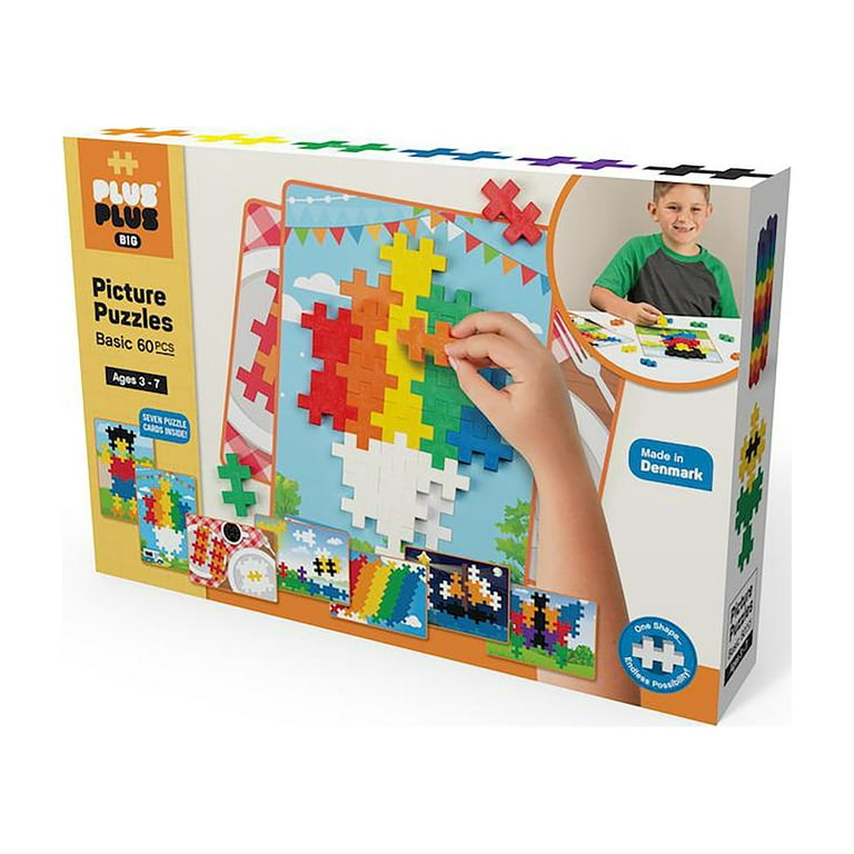 Plus-Plus BIG - Preschool Friendly STEM Building Block Set - 60 pc Picture  Puzzles - Basic 