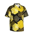 thumbnail image 2 of Kll Men'S Hawaiian Shirt Short Sleeve Button Down Beach Shirts-Geometric Pattern With Bee, 2 of 8