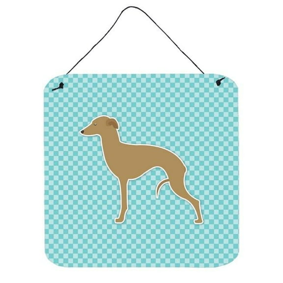 Italian Greyhound Checkerboard Blue Wall or Door Hanging Prints