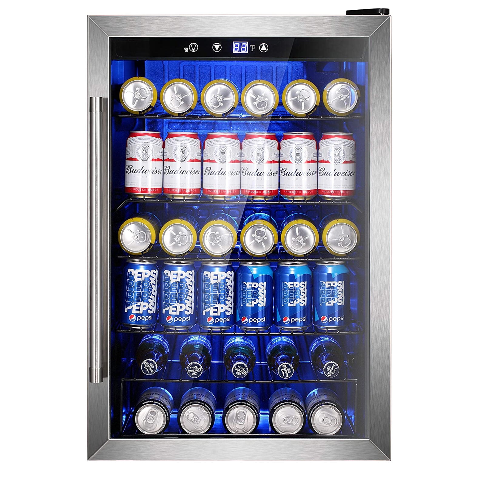 KNDKO 180 Can Beverage Refrigerator Cooler- 4.5Cu.Ft Glass Door Mini Fridge for Home, Office, Bar