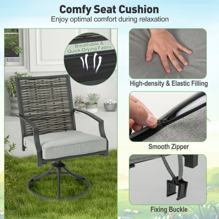 Aimee Lii 3 Piece Patio Swivel Chair Set, Patio Sectional Furniture Set with Soft Seat Cushions for Backyard