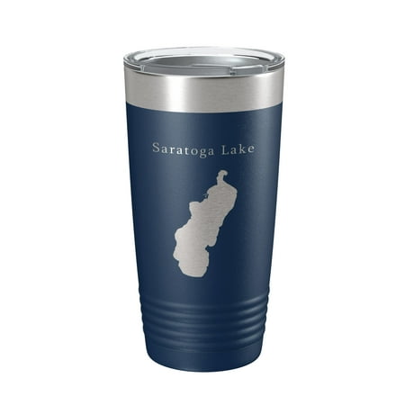 

Saratoga Lake Map Tumbler Travel Mug Insulated Laser Engraved Coffee Cup New York 20 oz Navy Blue