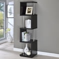thumbnail image 2 of Baxter 67-inch 4-shelf Bookshelf Black and Chrome, 2 of 11