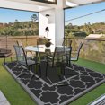 thumbnail image 3 of DEORAB Outdoor Rug Reversible 8x10' Patio Rug,Clearance Outside Plastic Waterproof Mat,Fordable Floor Rug for Patio, Camping, RV, Deck, Porch, Balcony, Backyard, black&grey, 3 of 7