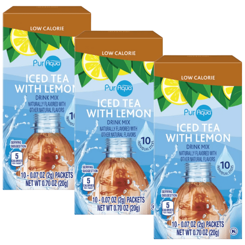 PurAqua Iced Tea with Lemon Drink Mix, 10 count - 3 PACK