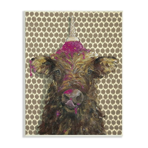 Stupell Industries Hungry Farm Cattle Melting Ice Cream Animal Pattern, 13 x 19, Design by Kamdon Kreations
