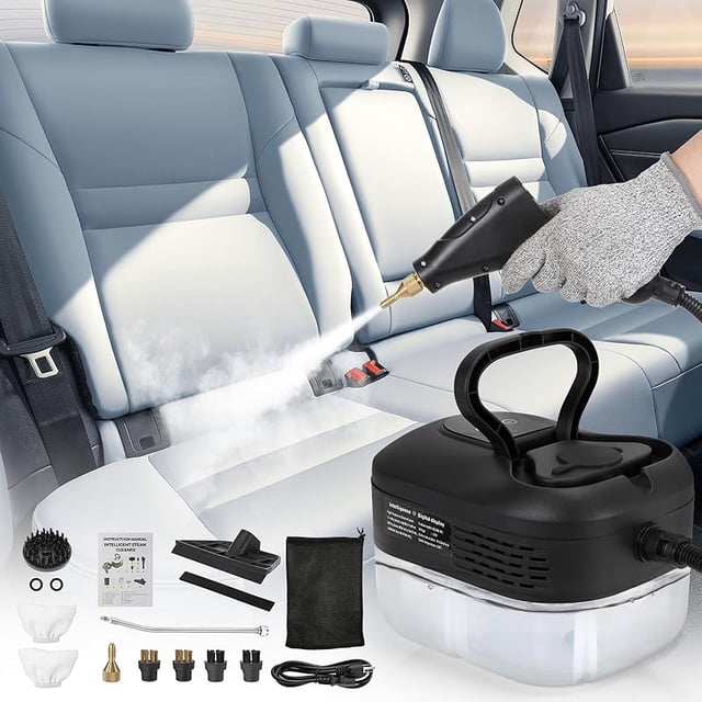BEAMNOVA Car Steamer Steam Cleaner for Auto Detailing 1.2L (41oz) Water Container Handheld Steam Machine for Cleaning Portable High Pressure Multipurpose Steam Gun, Colour Ivory