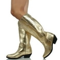 thumbnail image 5 of Soda Women's Faux Leather Stitching Cowboy Knee High Boots, Gold, 6 M US, 5 of 5