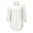 thumbnail image 4 of LLYwey on Clearance formal Party Dresses for Women Fashion Summer Button Casual Solid V-Neck Long Sleeve Dress New Boho Dresses White Xl, 4 of 8