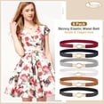 thumbnail image 2 of Women Retro Fashion Elastic Belt Stretchy Skinny Waist Belt for Dress Jeans Pants with Metal Gold Buckle, 2 of 6